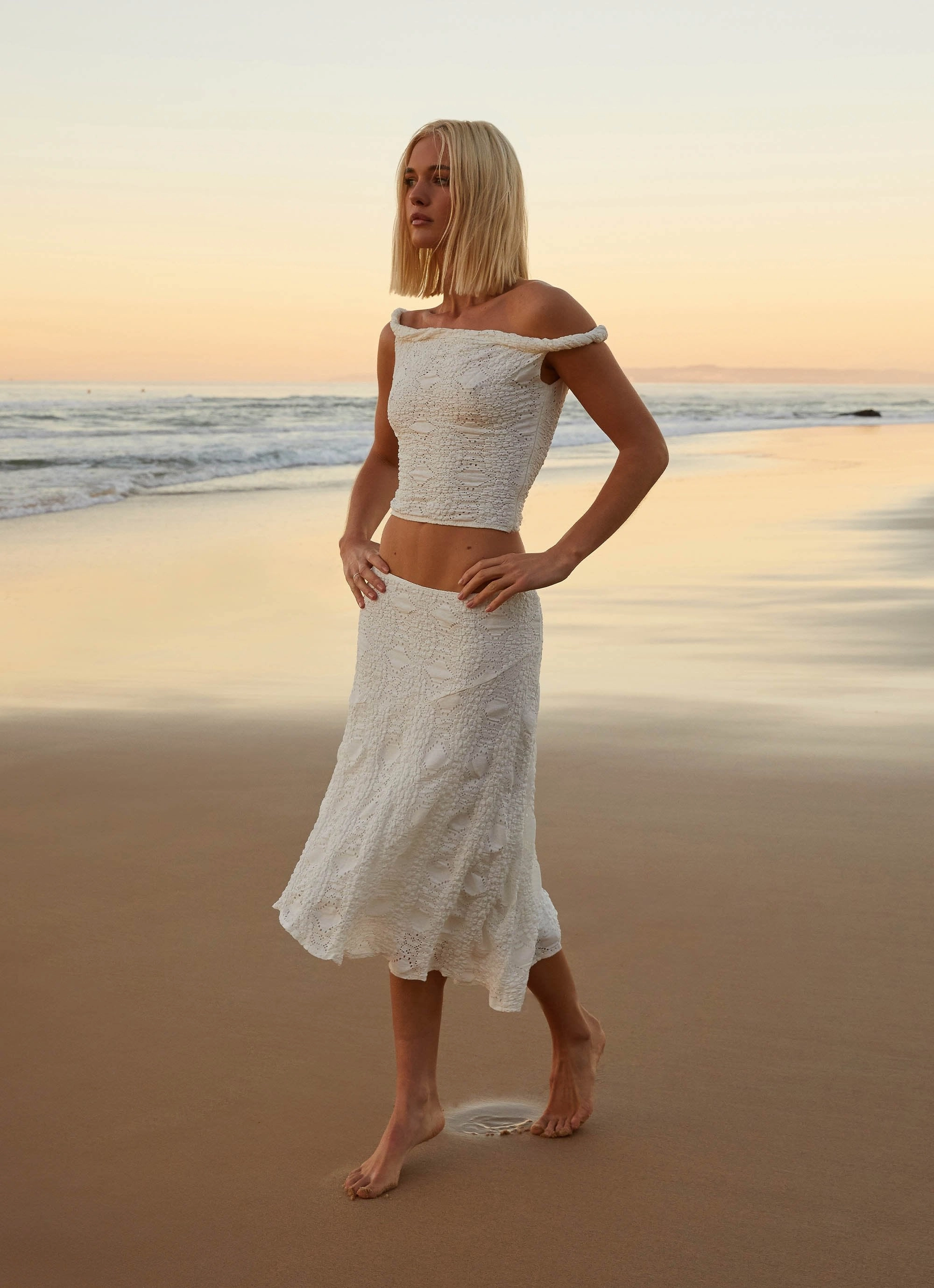 slim fit Four Way Stretch Fabric Diamond Sky Top - White