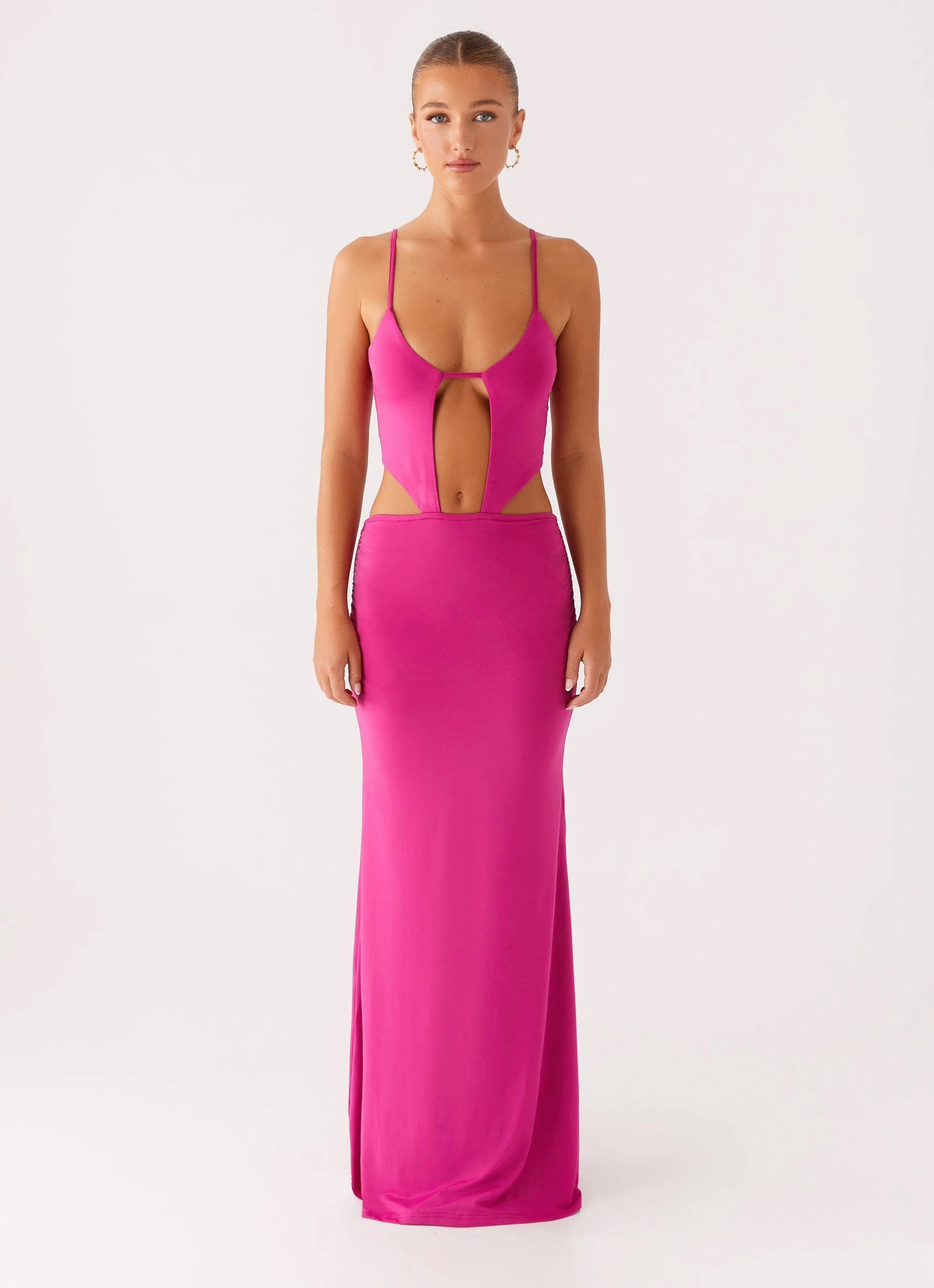 Headliner Maxi Dress - Fuchsia Chic Layered Wear Refined fit