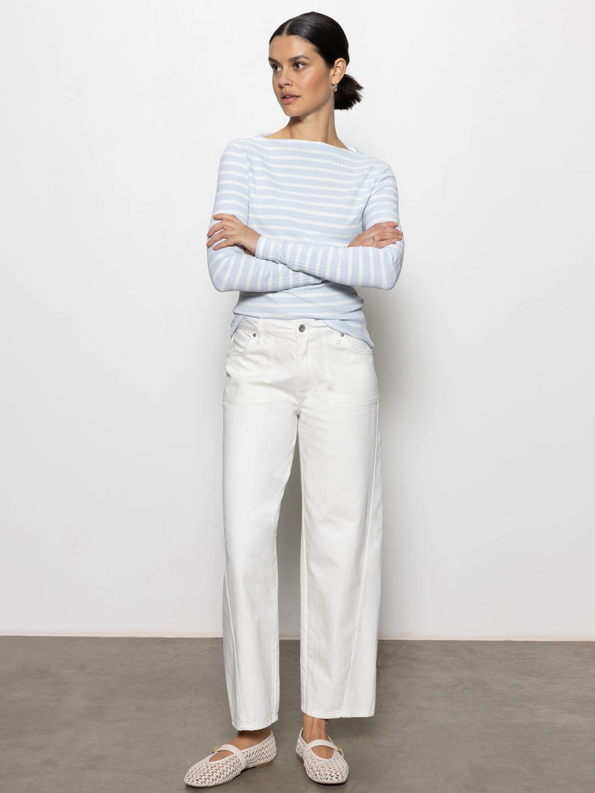 Everyday Ease District Column Standard Rise Ankle Jean Bleached White