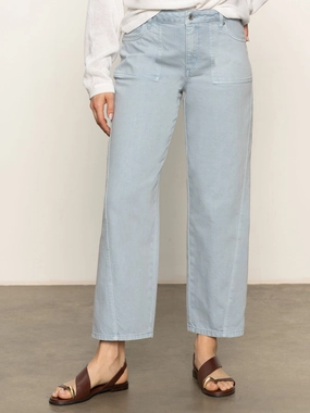 District Column Standard Rise Ankle Jeans Blue Mirage Double Stitched Hems Modern Utility Comfy Wearable District Column Standard Rise Ankle Jeans Blue Mirage