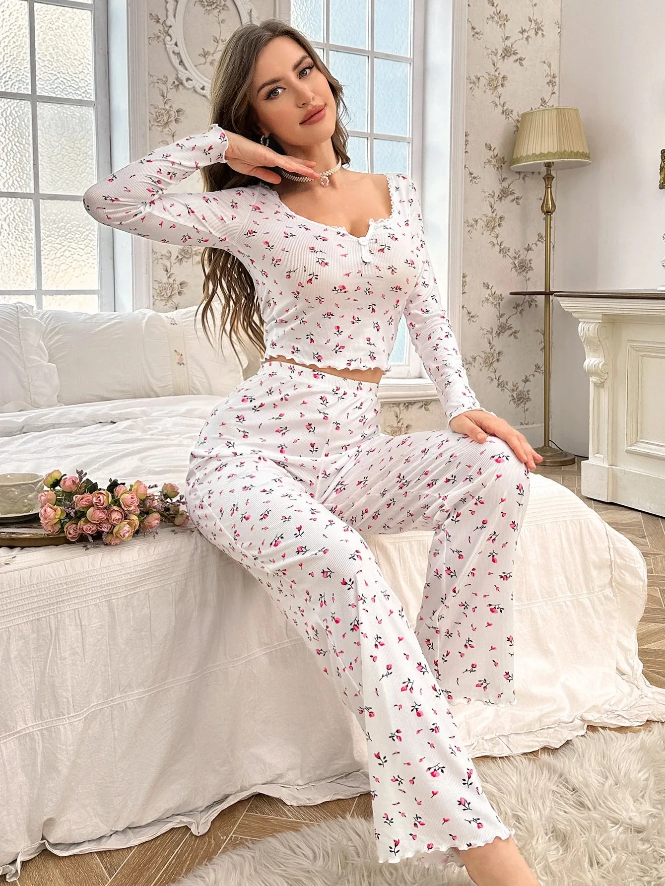 Ditsy Floral Print Pajamas