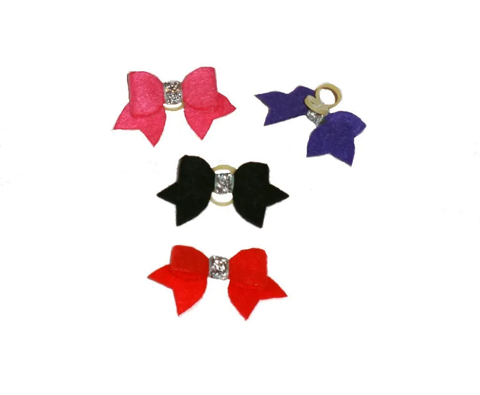 Dog Hair Bows - Felt Bows with Tails   Elastics