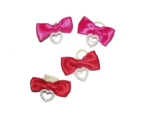 Dog Hair Bows-Mini Drop Pearl Hearts