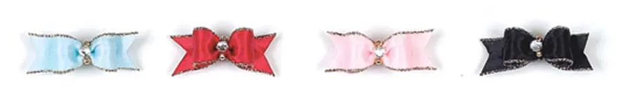Dog Hair Bows-Satin Rhinestone Show Bow Barrettes