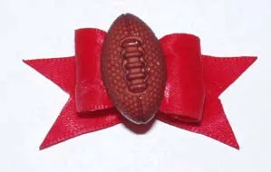 Dog Hair Bows-Starched Show Bows with Footballs