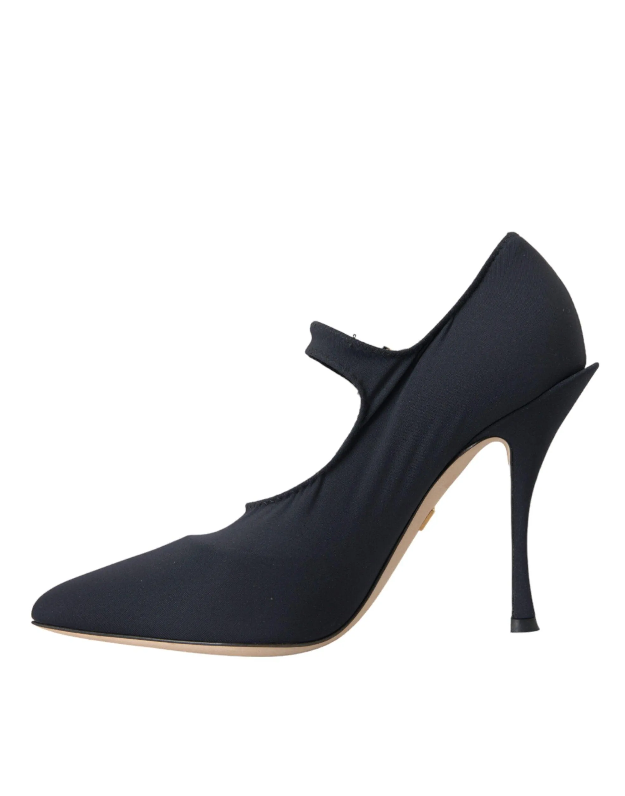 Dolce & Gabbana Black Mary Jane Jersey Crystal Pumps Sko
