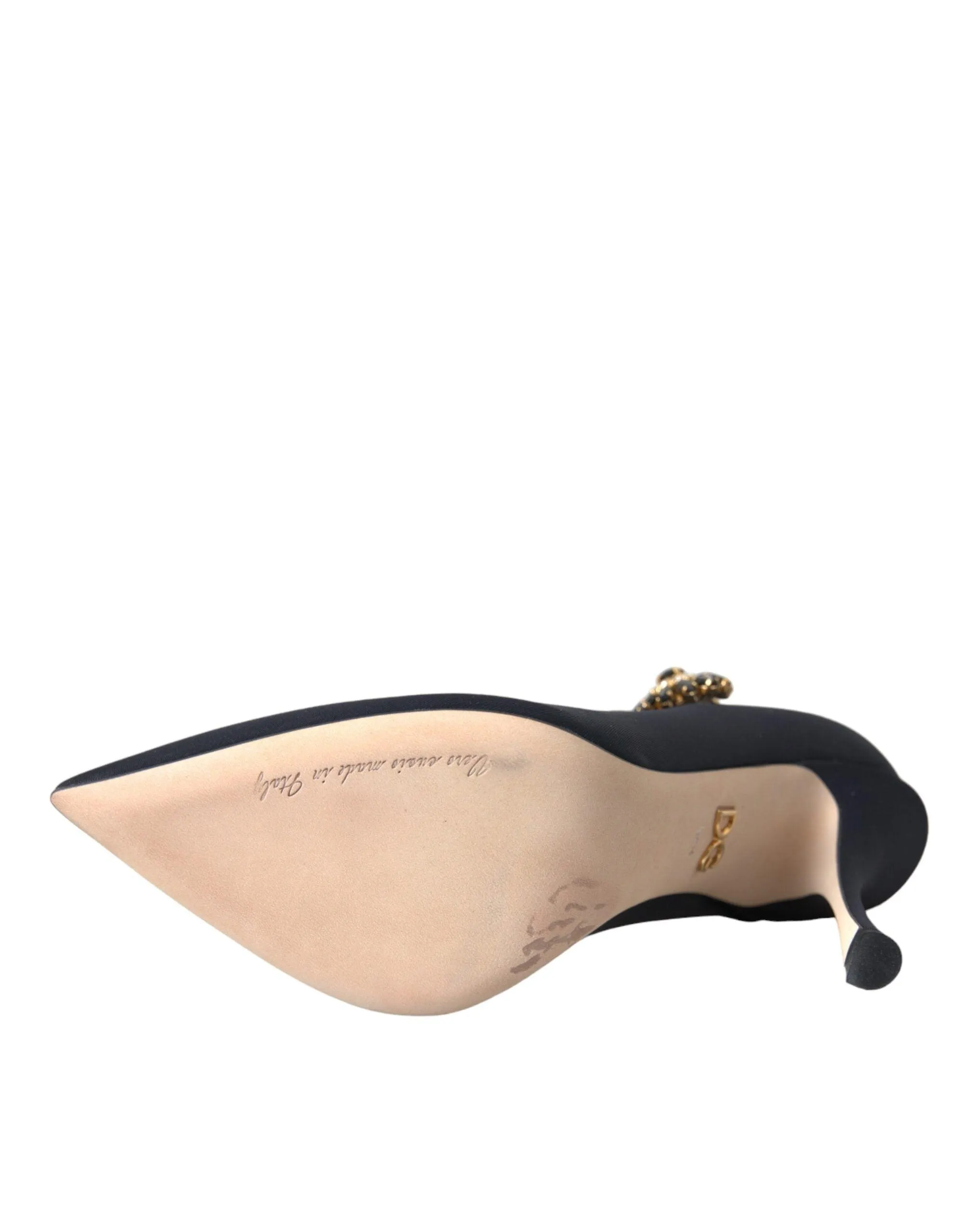 Dolce & Gabbana Black Mary Jane Jersey Crystal Pumps Sko