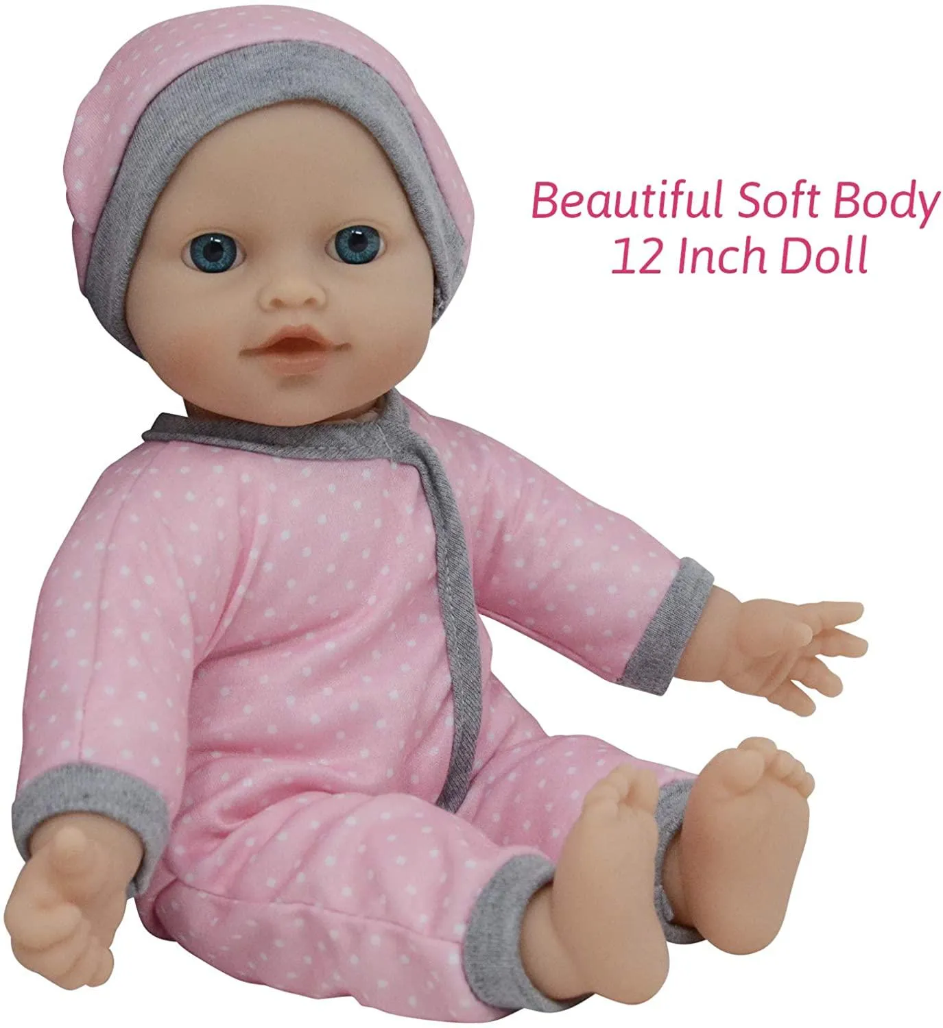 Doll Car Seat Carrier Backpack with 12 Inch Soft Body Doll Includes Doll Bottles and Toy Accessories (Caucasian)