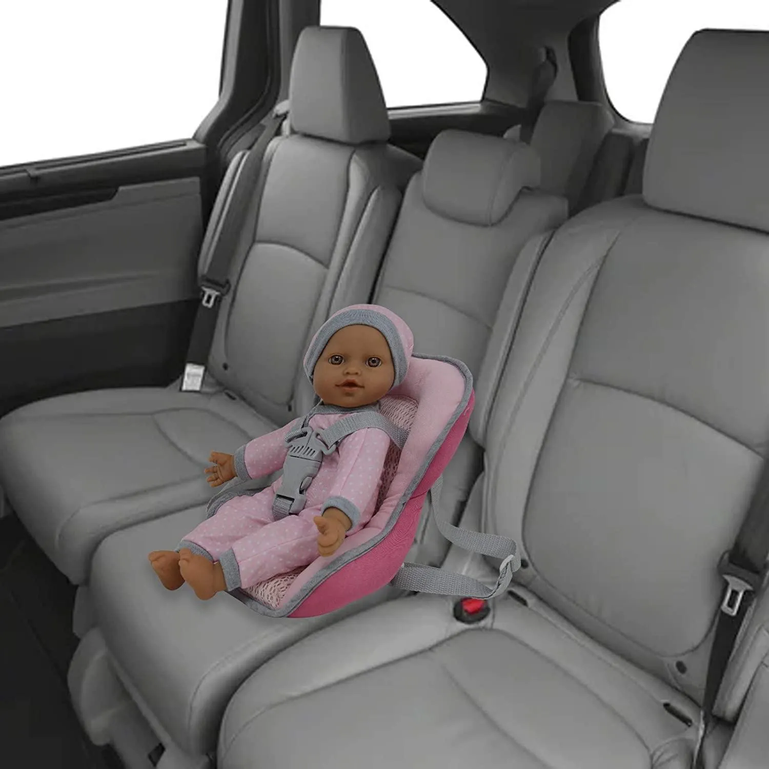 Doll Car Seat Carrier Backpack with 12 Inch Soft Body Doll Includes Doll Bottles and Toy Accessories (Caucasian)
