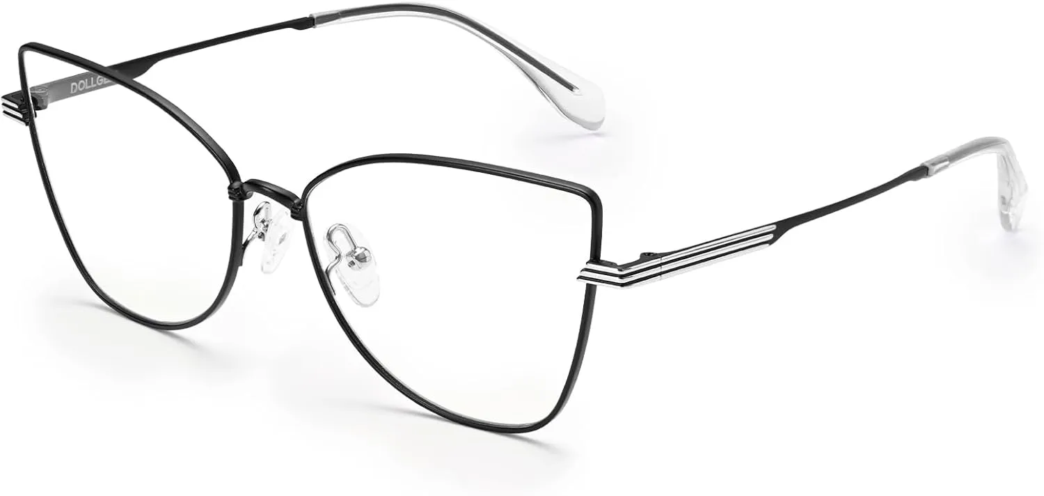 Dollger Blue Light Glasses for Woman Trendy Cat Eye Glasses Metal Frame Computer Bluelight Blocker Eyewear