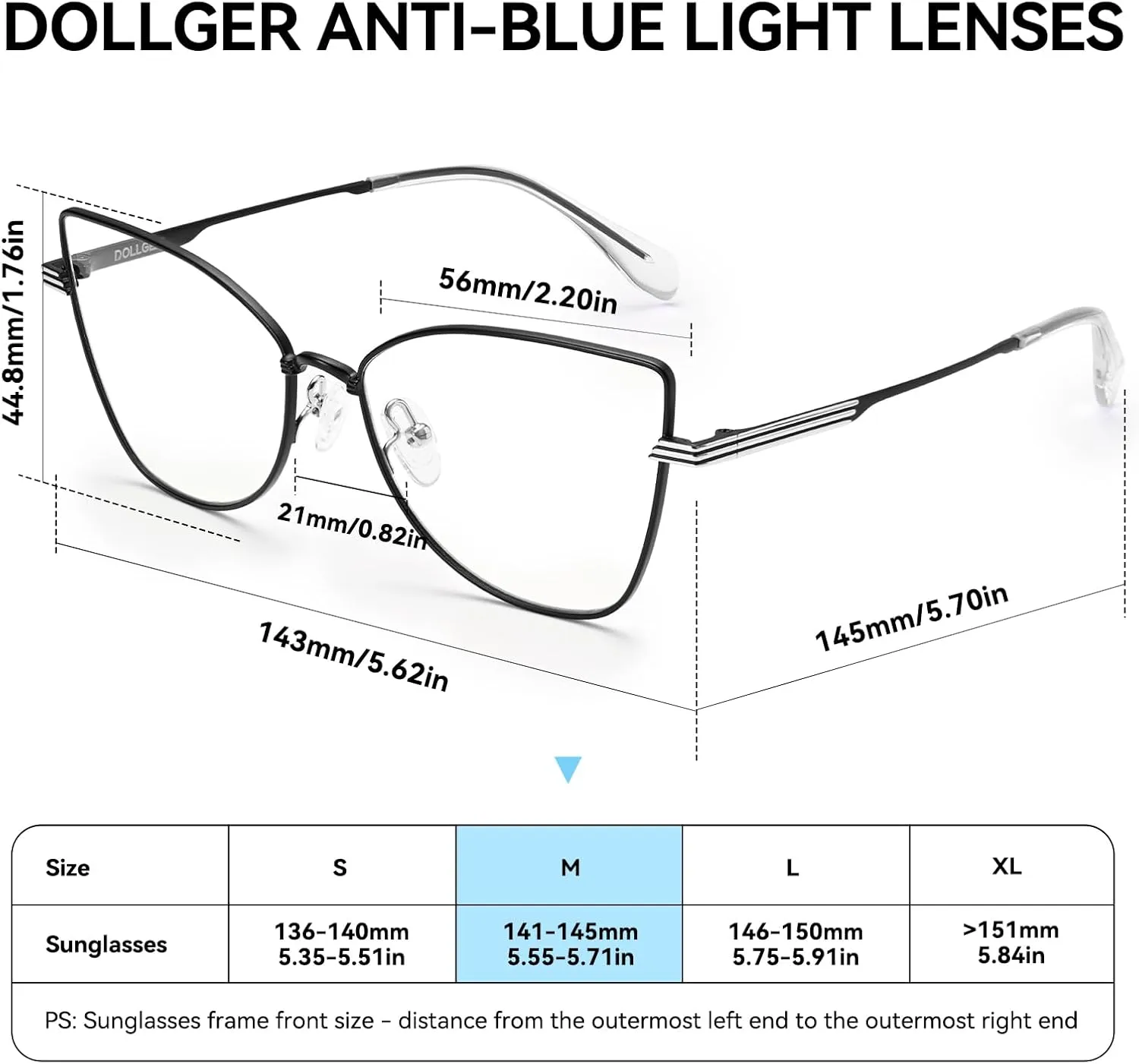 Dollger Blue Light Glasses for Woman Trendy Cat Eye Glasses Metal Frame Computer Bluelight Blocker Eyewear