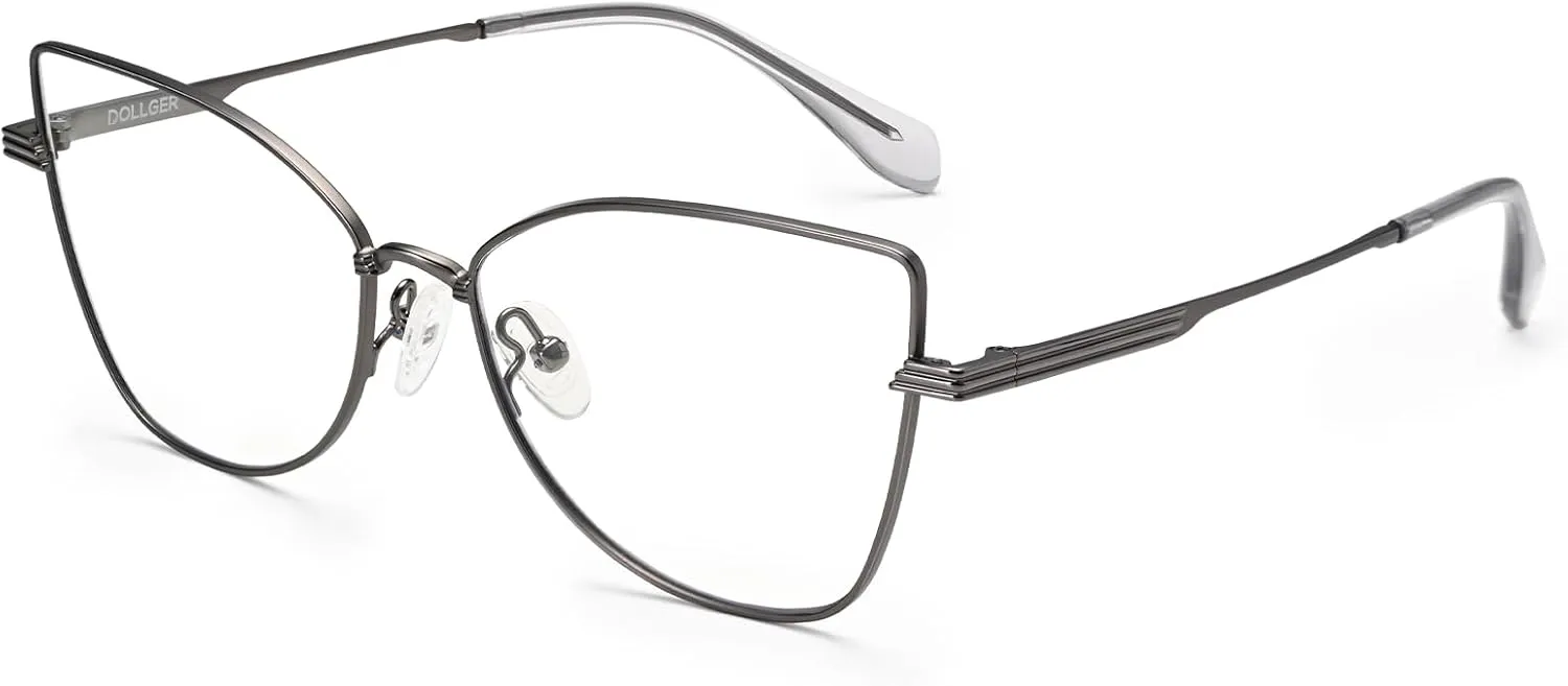 Dollger Blue Light Glasses for Woman Trendy Cat Eye Glasses Metal Frame Computer Bluelight Blocker Eyewear