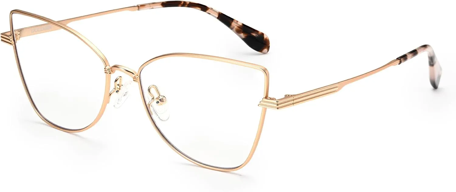 Dollger Blue Light Glasses for Woman Trendy Cat Eye Glasses Metal Frame Computer Bluelight Blocker Eyewear
