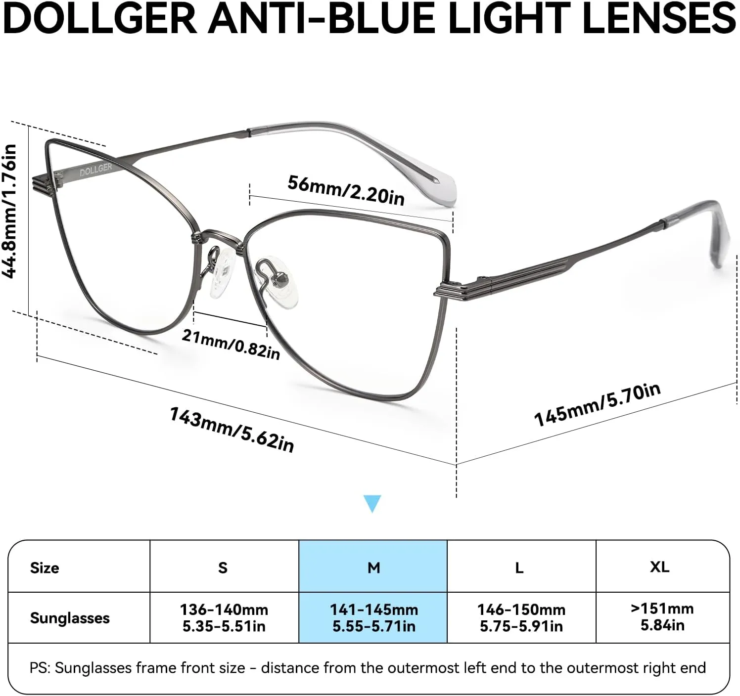 Dollger Blue Light Glasses for Woman Trendy Cat Eye Glasses Metal Frame Computer Bluelight Blocker Eyewear