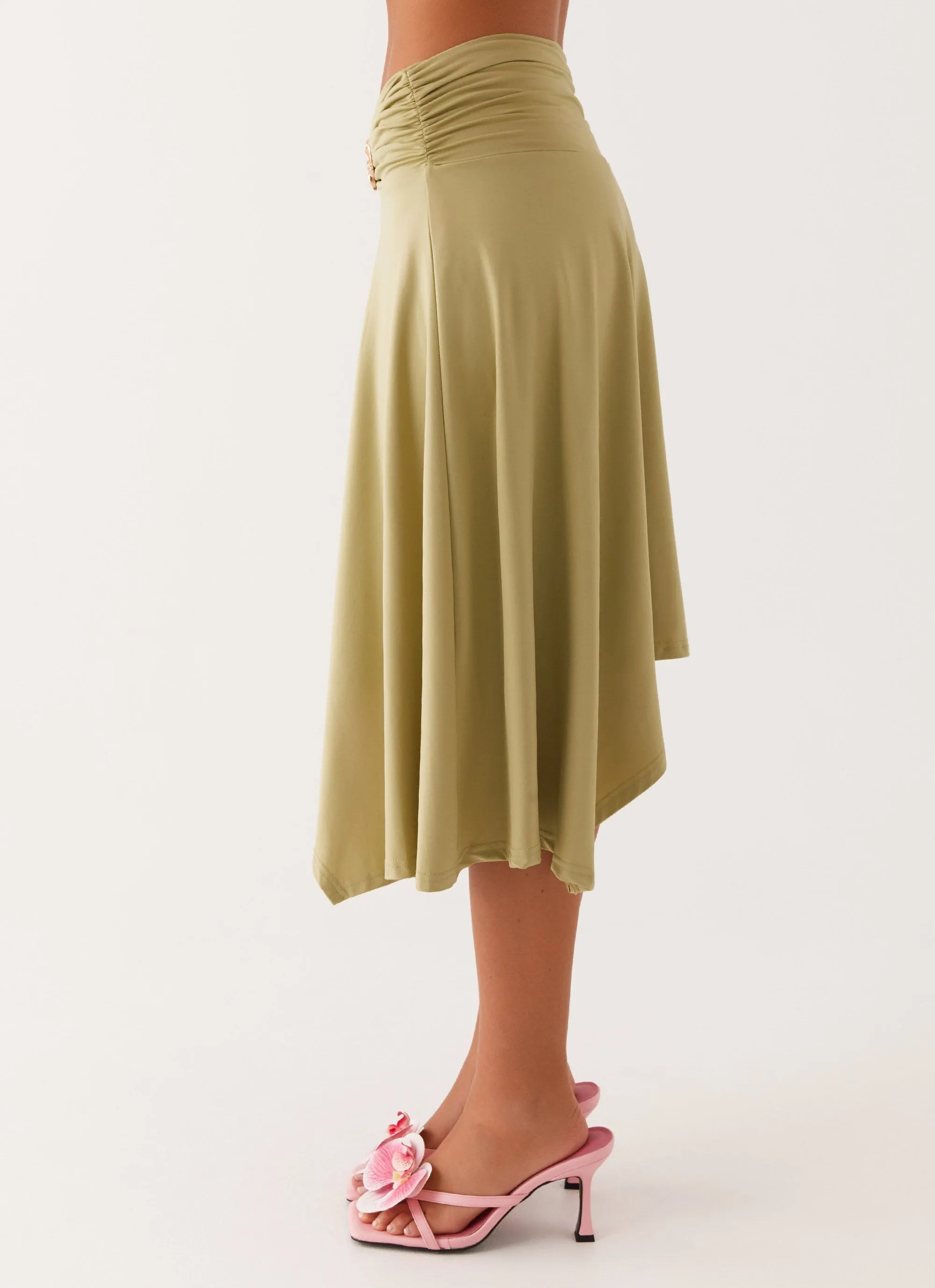 Moisture Wicking Technology LightweightComfort Dolly Midi Skirt - Green