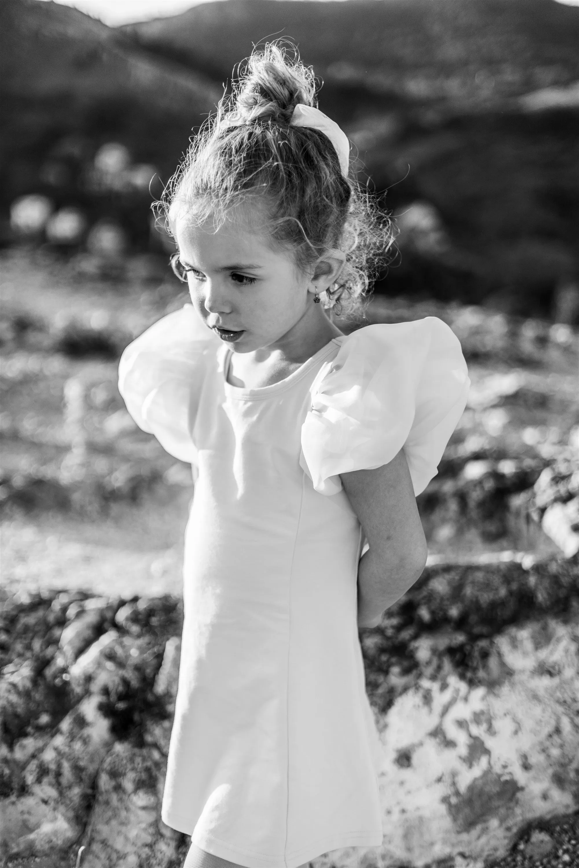 DOLLY WORLD SHORT PUFF SLEEVE ORGANZA DRESS WITH COTTON BODY white