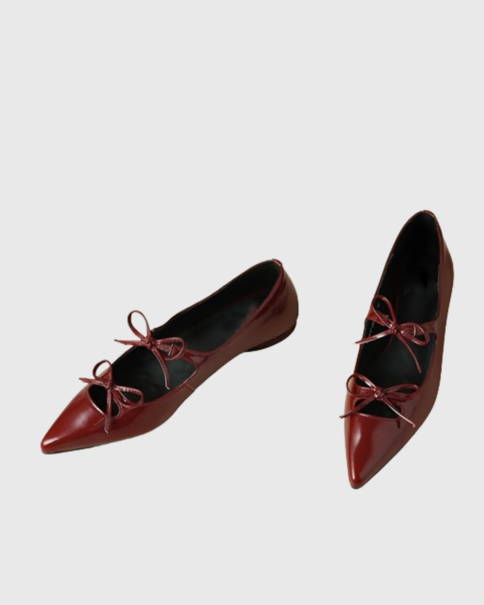 Doretta Bow Embellished Leather Flats In Red