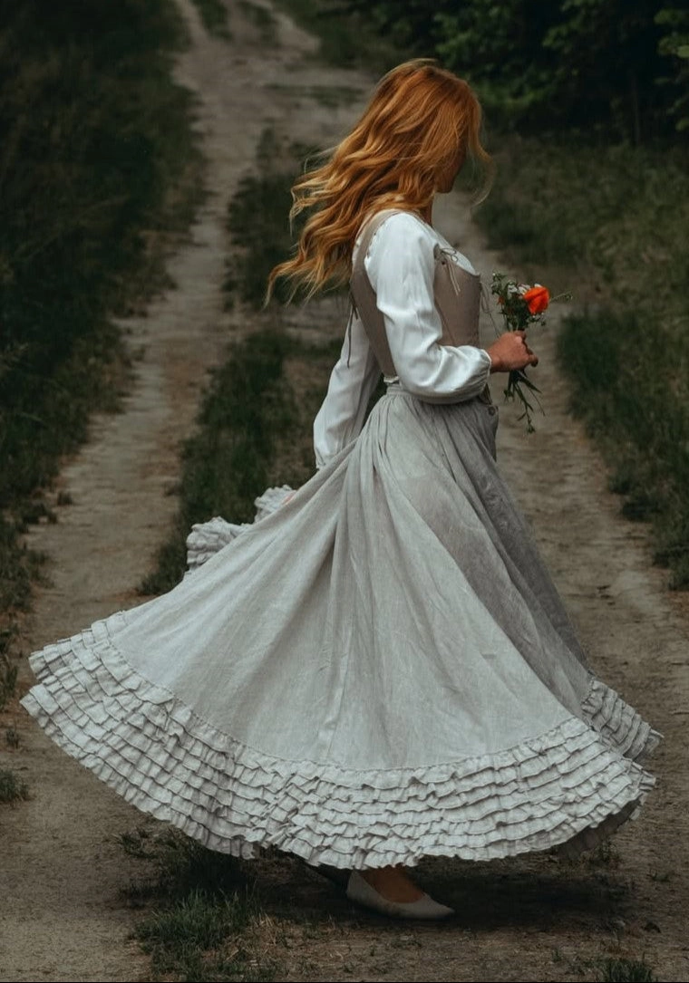 ReinforcedStressPoints Dorothy 27 | Ruffled maxi linen skirt