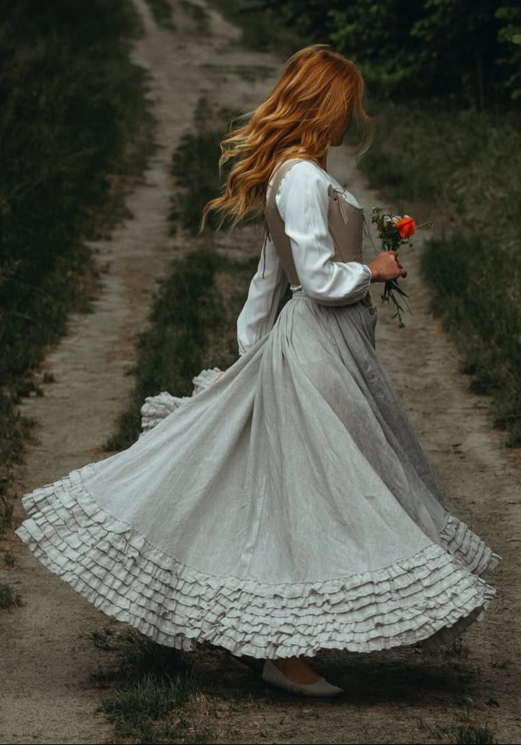 Dorothy 27 | Ruffled maxi linen skirt ReinforcedEdging