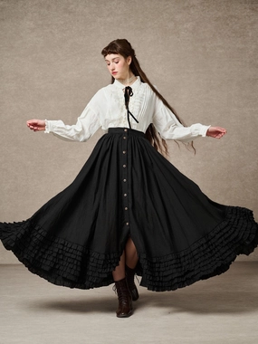 Dorothy 27 | Ruffled maxi linen skirt Non Irritating Stitching Dorothy 27 | Ruffled maxi linen skirt Microfiber Blend Layered construction