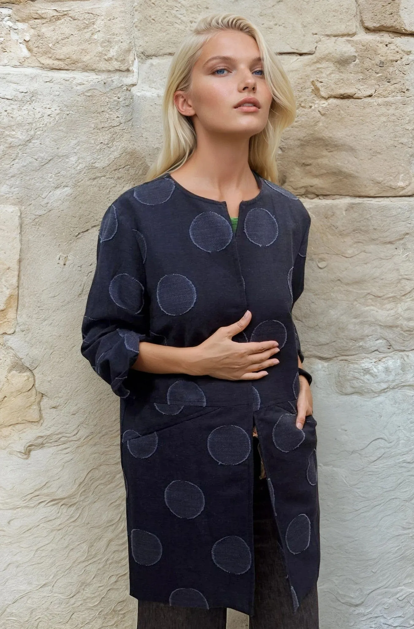 Car Coat - Textured Polka Dot All Seasons