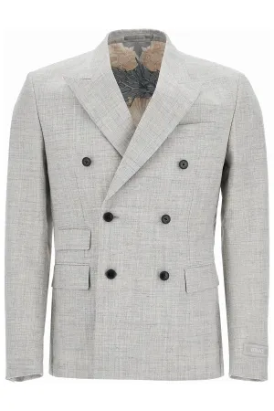 double-breasted wool blend blazer 1016604 1A11264 CONCRETE MELANGE