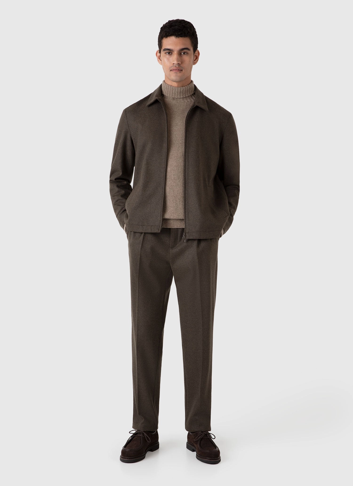 AntiPilling Technology Men's Lambswool Roll Neck in Sandstone