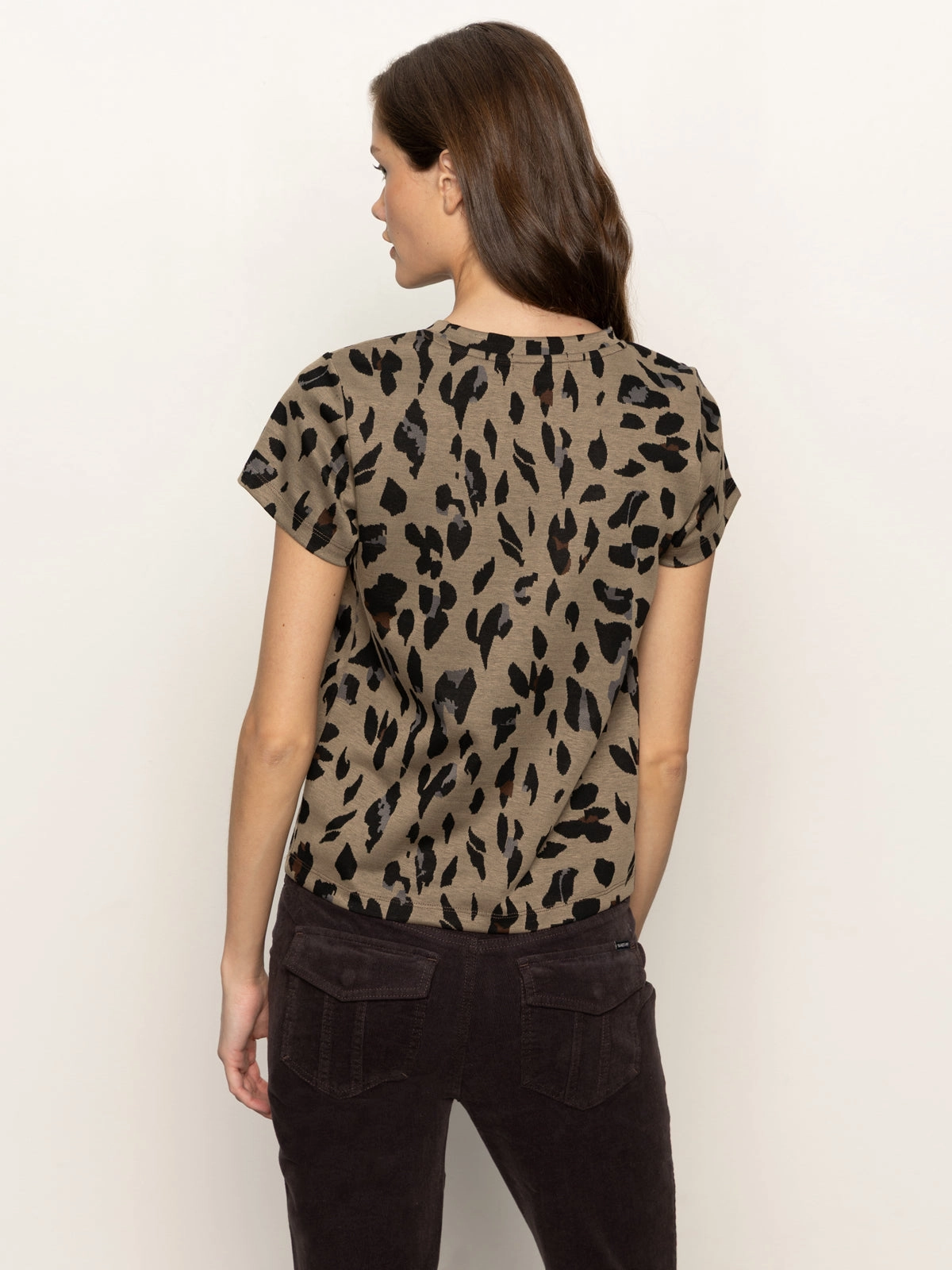 Double Knit Perfect Tee Winter Leopard Soft Wearable
