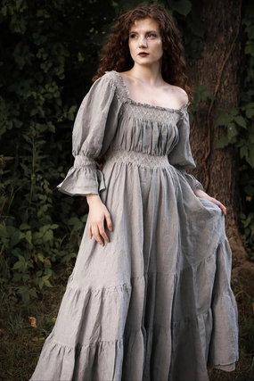 Double Layered Collar Cloud 21 | smocking embroidery linen dress Low Maintenance Fabric Cloud 21 | smocking embroidery linen dress