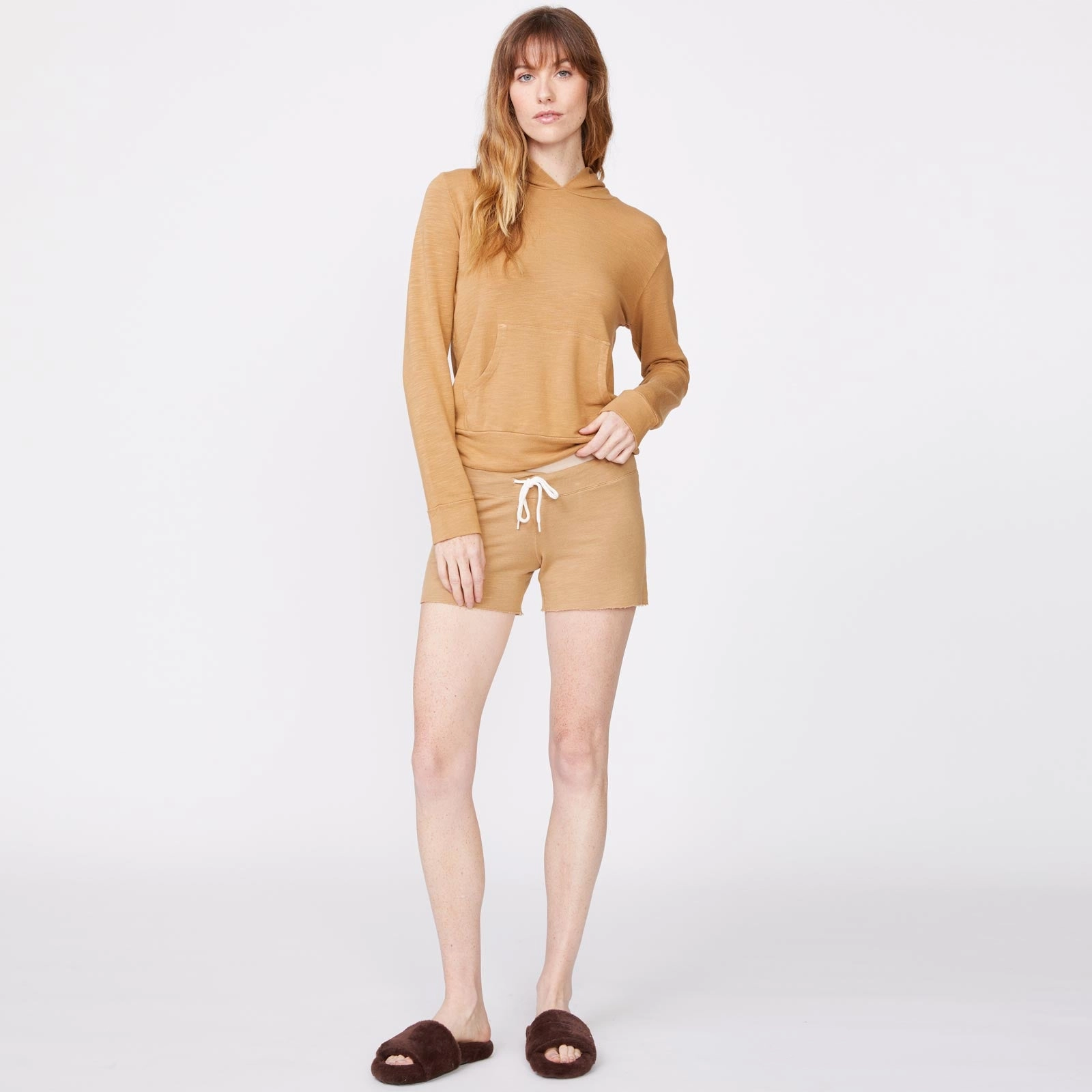 Ribbed Trim Details Supersoft Pullover Hoody