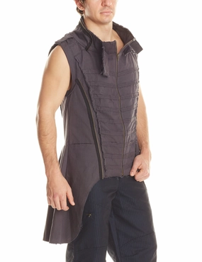 Double Layered Hood Canvas Steampunk Tailcoat Expandable Side Gussets Magnetic Closure Option Canvas Steampunk Tailcoat