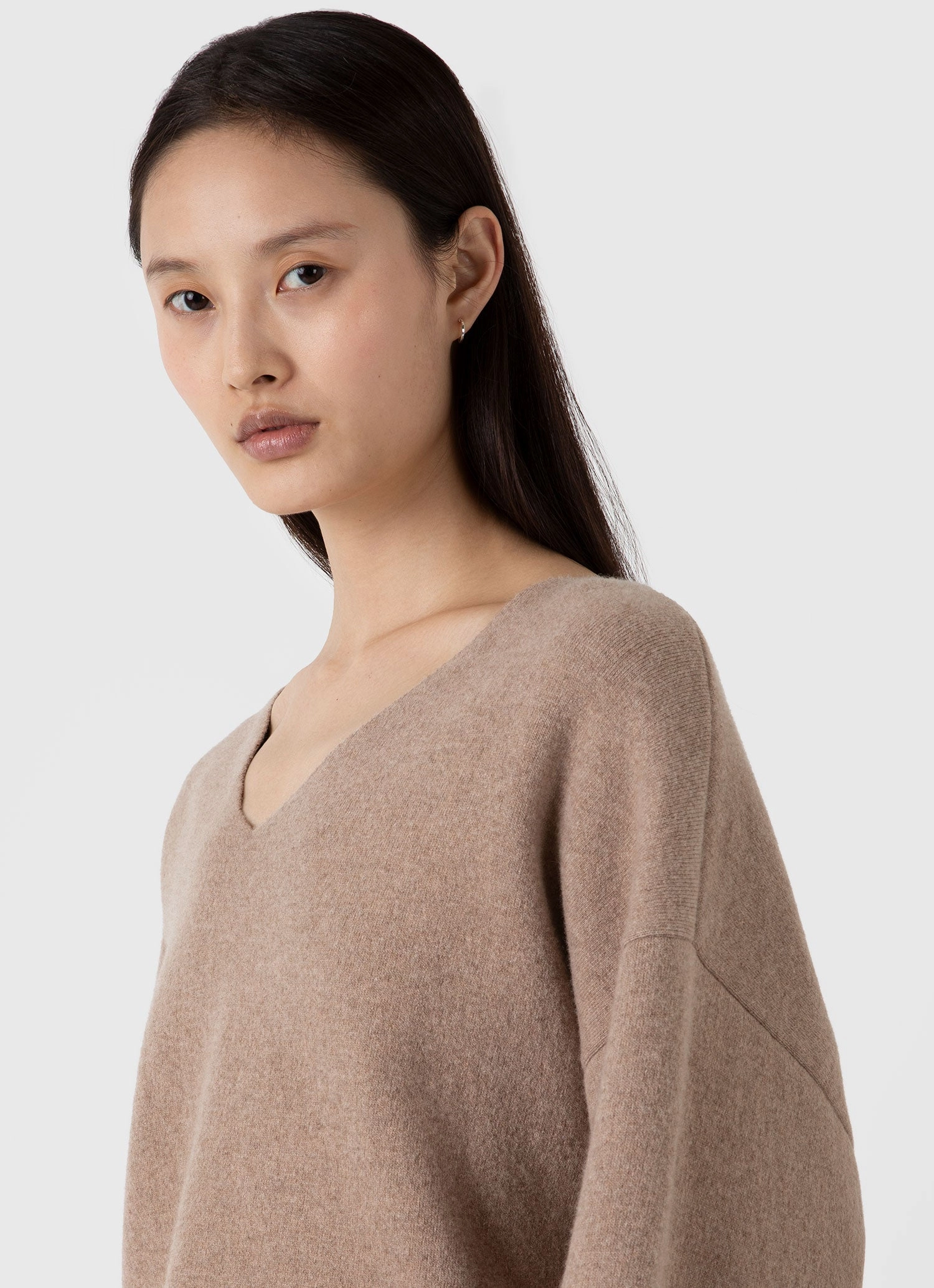 Simple Casual Style Women's Double Faced Jumper in Oatmeal Melange