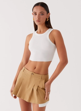 Double Stitched Hems Tegan Cargo Mini Skirt - Tan Core Stretch Comfort Fit Wear Tegan Cargo Mini Skirt - Tan