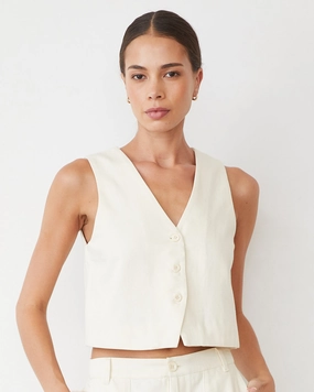 DoubleLayered Collar Soft Twill Relaxed Vest Reversible design Soft Twill Relaxed Vest