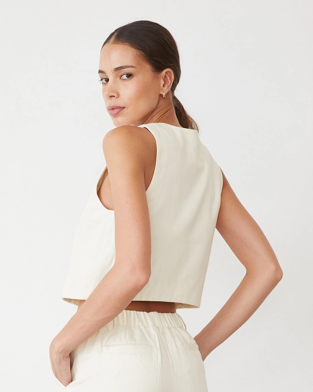 Smooth Interior Lining Soft Twill Relaxed Vest