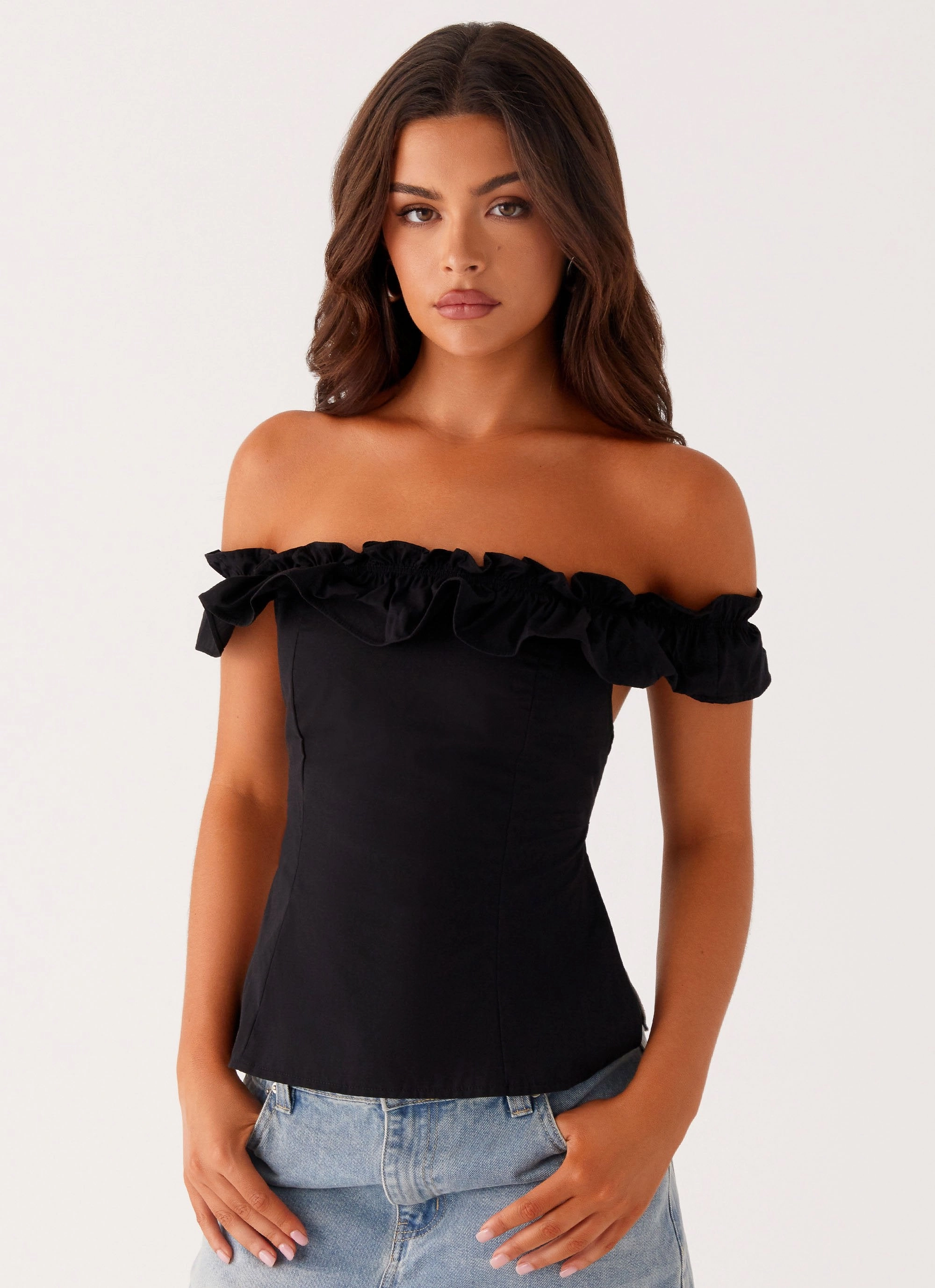 Double Faced Jersey Knit StretchComfort Gwyneth Top - Black