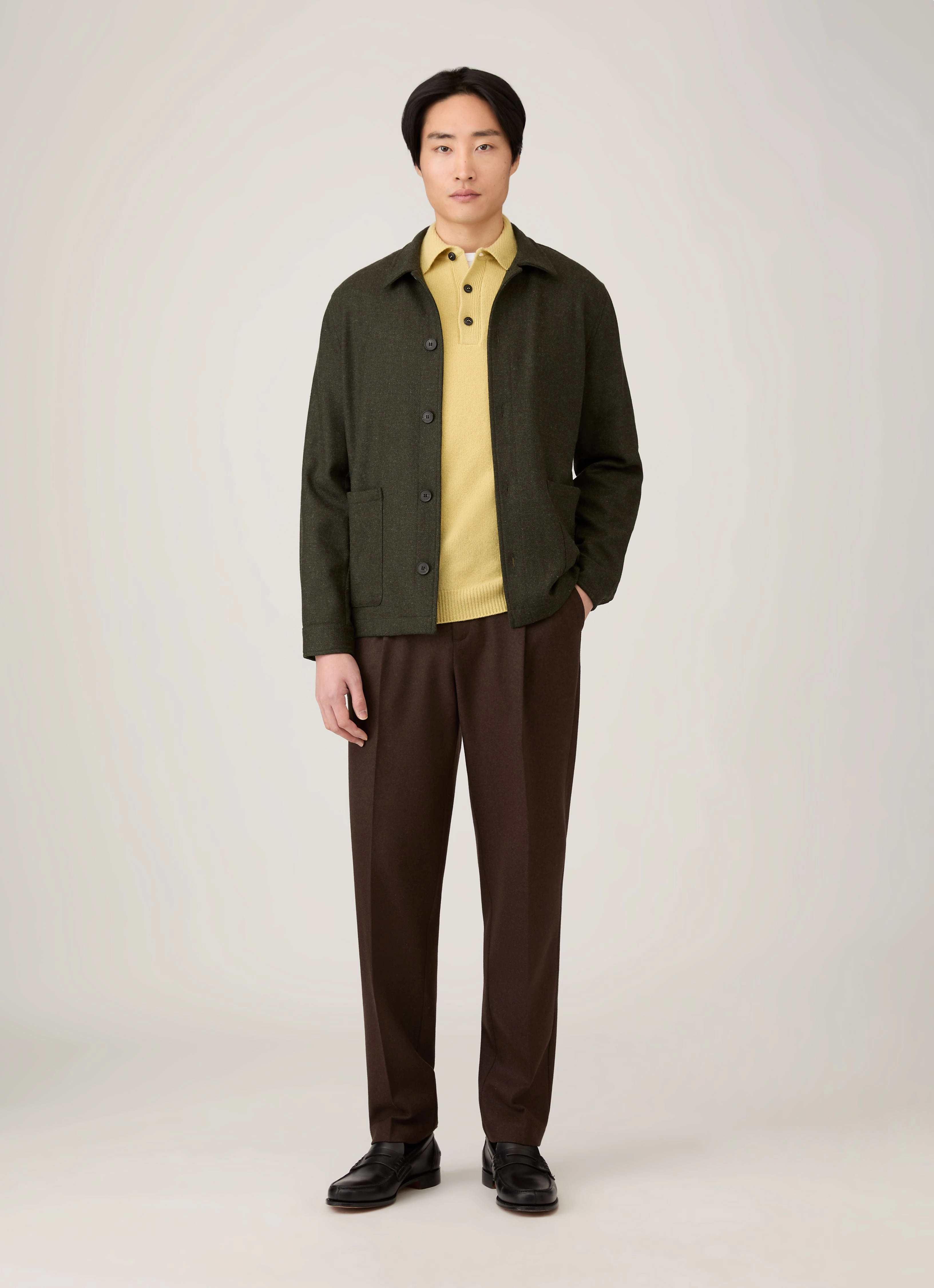 Summer Ready warm weather Men's Lambswool Polo Shirt in Dusty Yellow