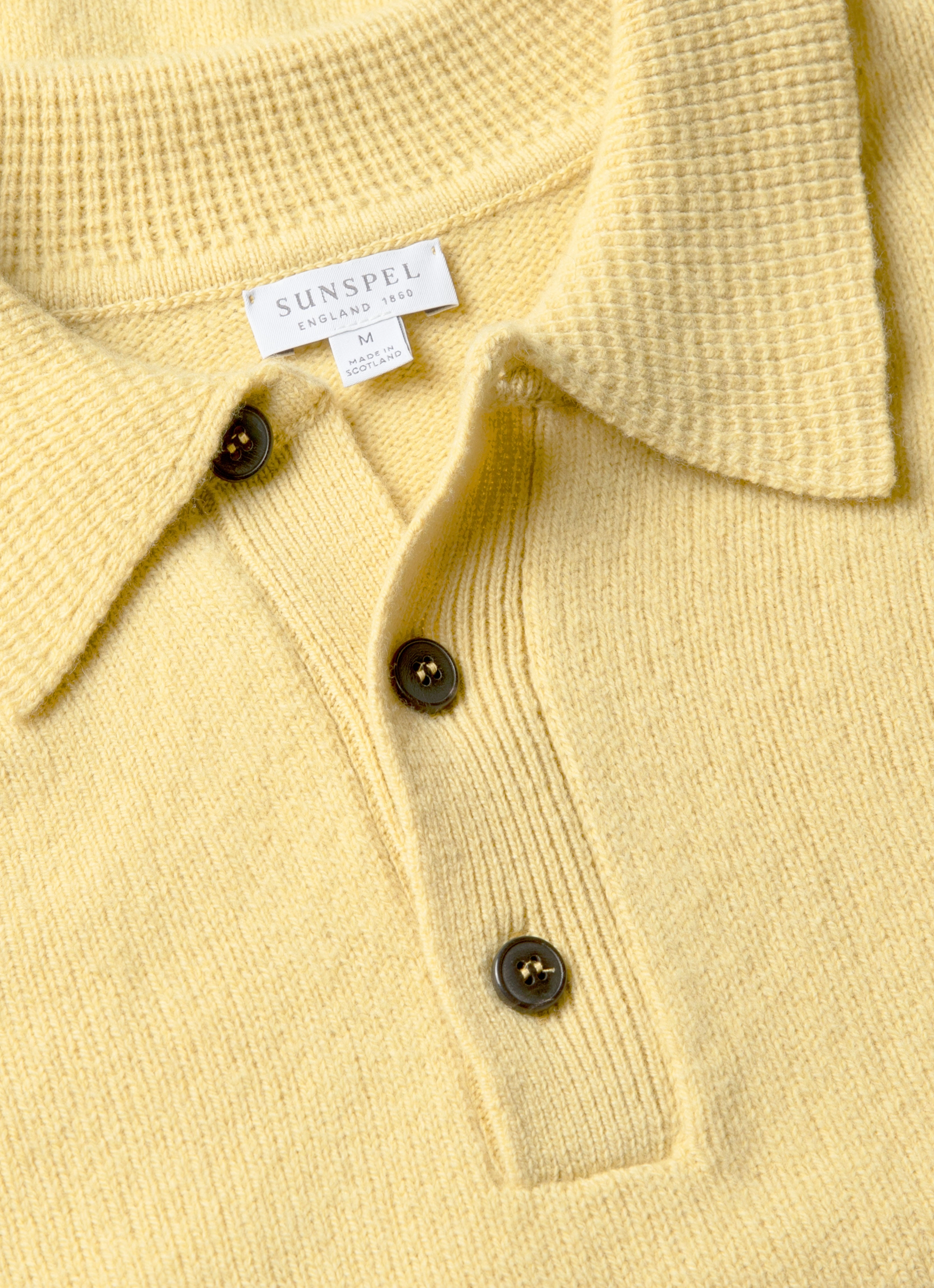 Men's Lambswool Polo Shirt in Dusty Yellow Essential Style