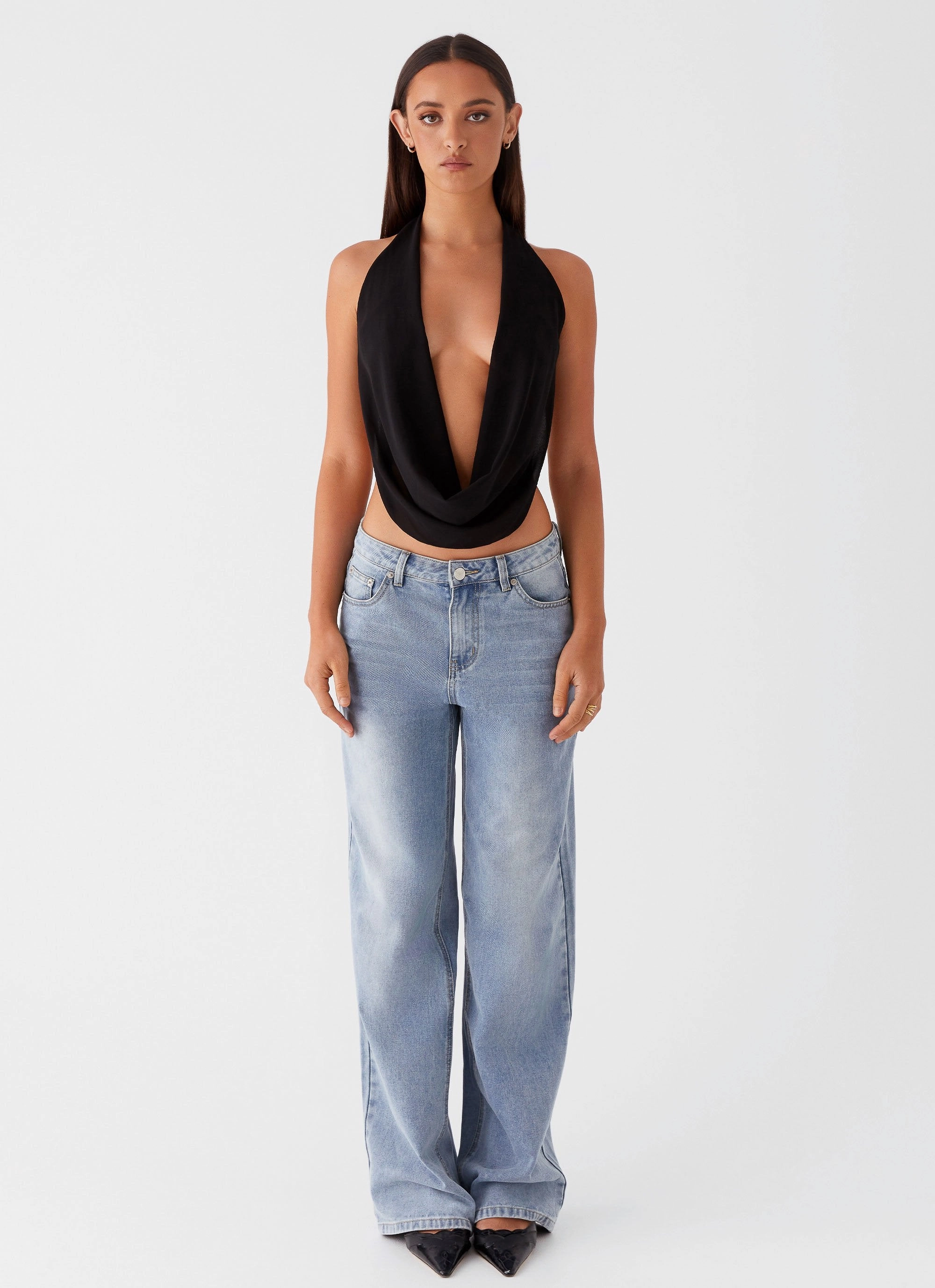 Elysia Chiffon Top - Black Stylish Tank PolyesterBlend