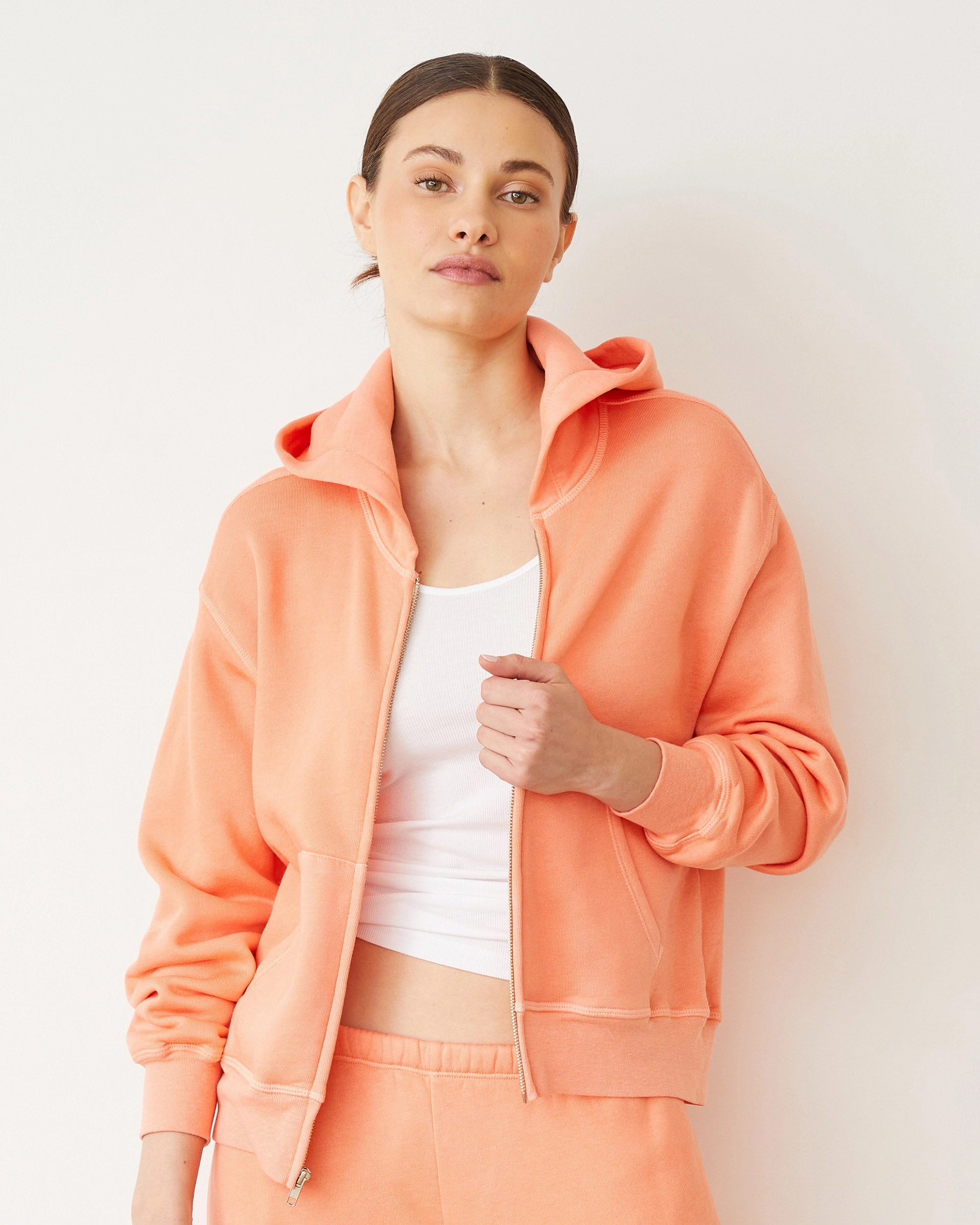 Breathable Material Teddy Fleece Relaxed Zip Up Hoody