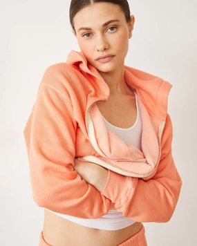 DoubleStitched Hem Teddy Fleece Relaxed Zip Up Hoody LowProfileZipperSystem Casual Blouse Teddy Fleece Relaxed Zip Up Hoody