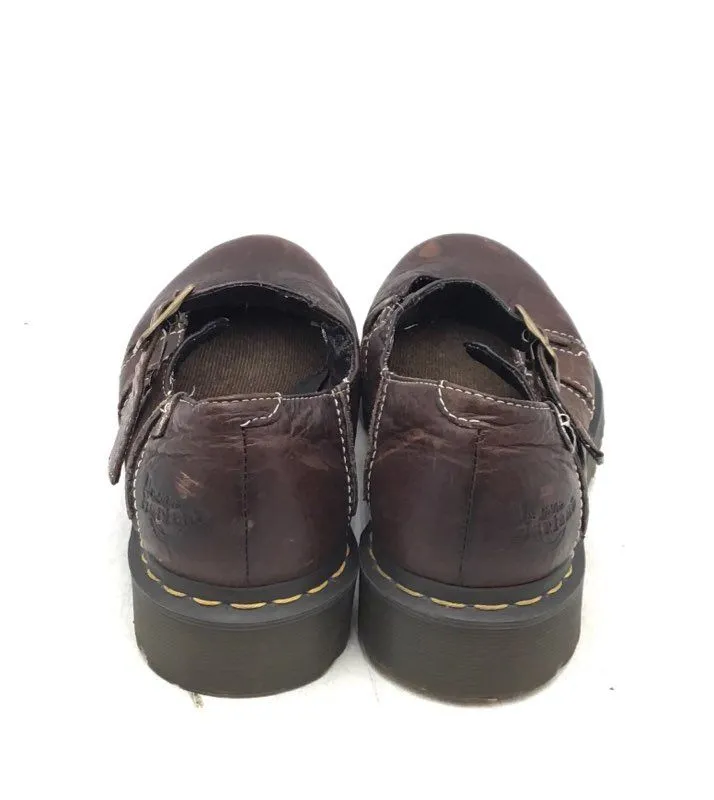 Dr. Martens Women's Brown Round Toe Chunky Heel Mary Jane Shoes - Size 9