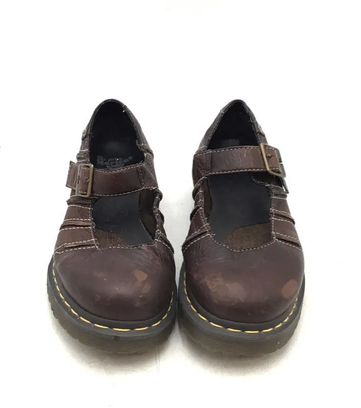 Dr. Martens Women's Brown Round Toe Chunky Heel Mary Jane Shoes - Size 9