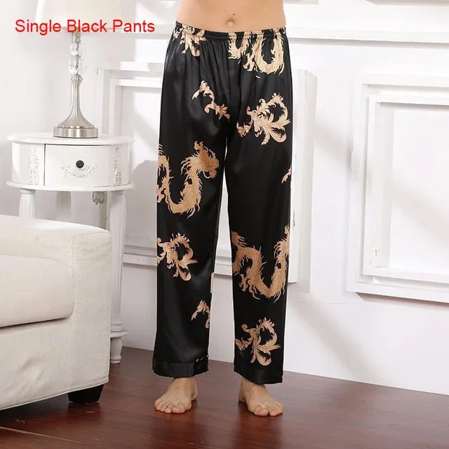 Dragon Pattern Satin Pajamas Robe