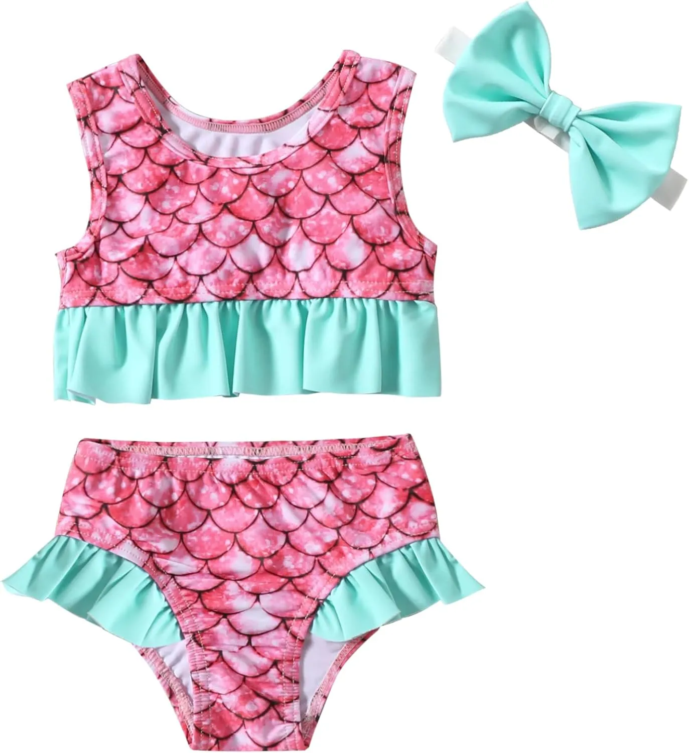 DREAM BUS 2-Piece Toddler Girls Sleeveless Tankini Swimsuits Baby Girl Bikini Sets Infrant Bathing Suit Summer Swimwear