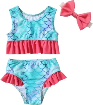 DREAM BUS 2-Piece Toddler Girls Sleeveless Tankini Swimsuits Baby Girl Bikini Sets Infrant Bathing Suit Summer Swimwear