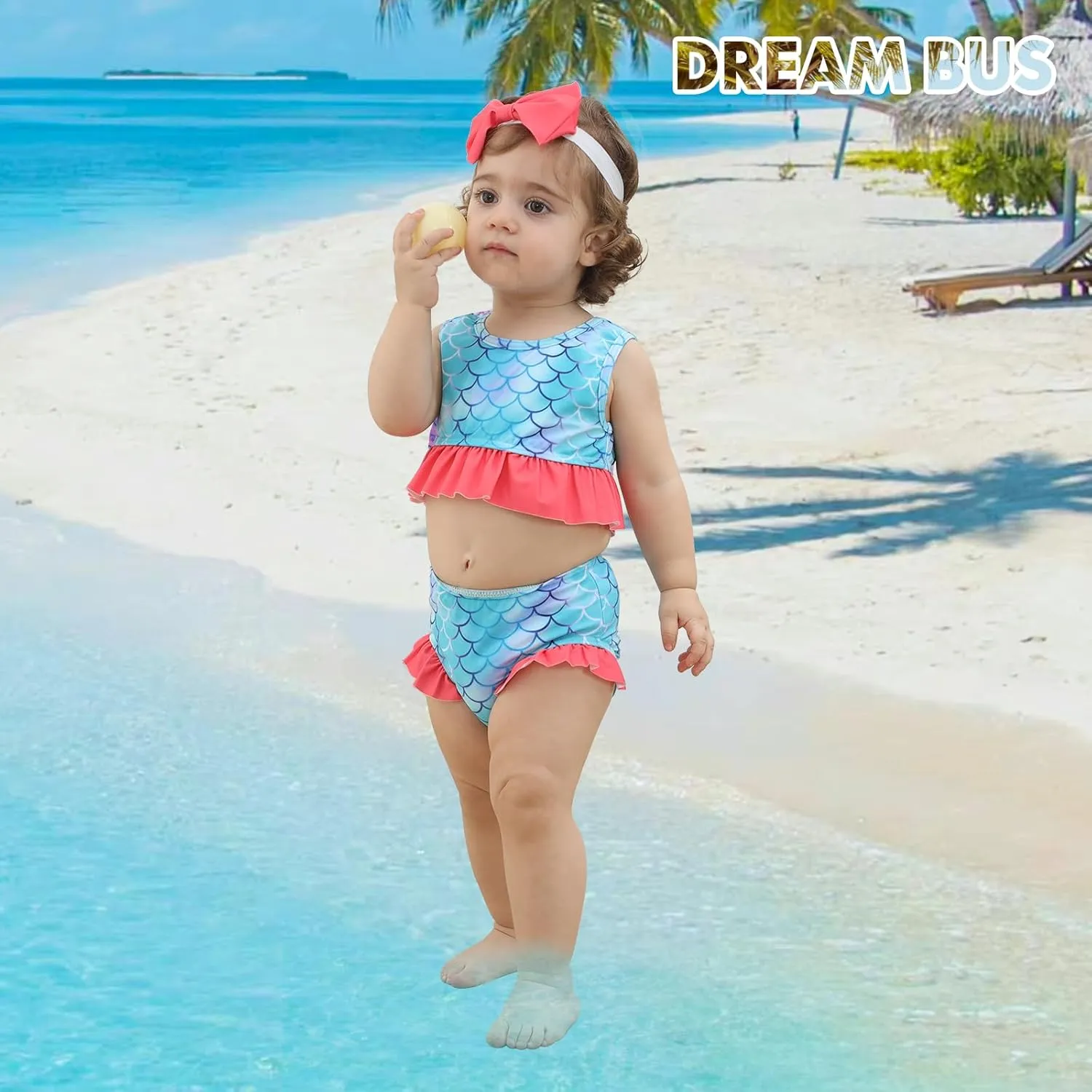 DREAM BUS 2-Piece Toddler Girls Sleeveless Tankini Swimsuits Baby Girl Bikini Sets Infrant Bathing Suit Summer Swimwear