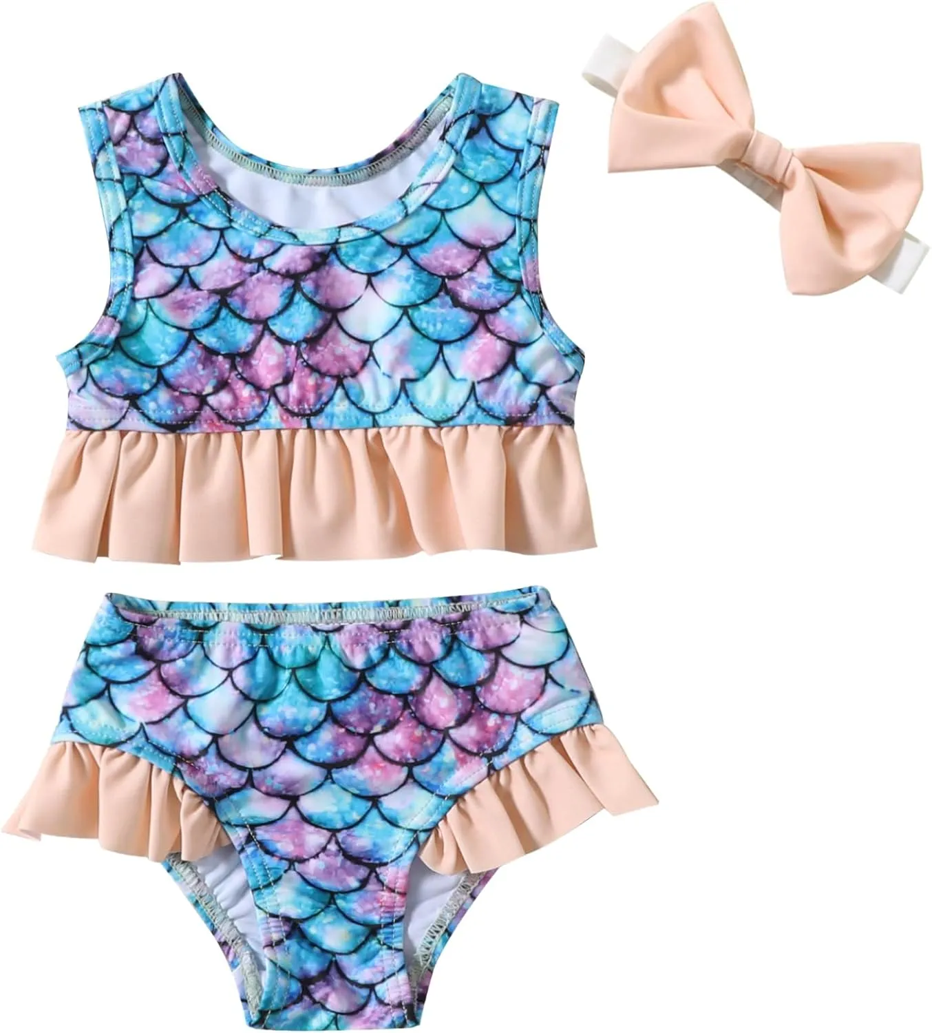 DREAM BUS 2-Piece Toddler Girls Sleeveless Tankini Swimsuits Baby Girl Bikini Sets Infrant Bathing Suit Summer Swimwear