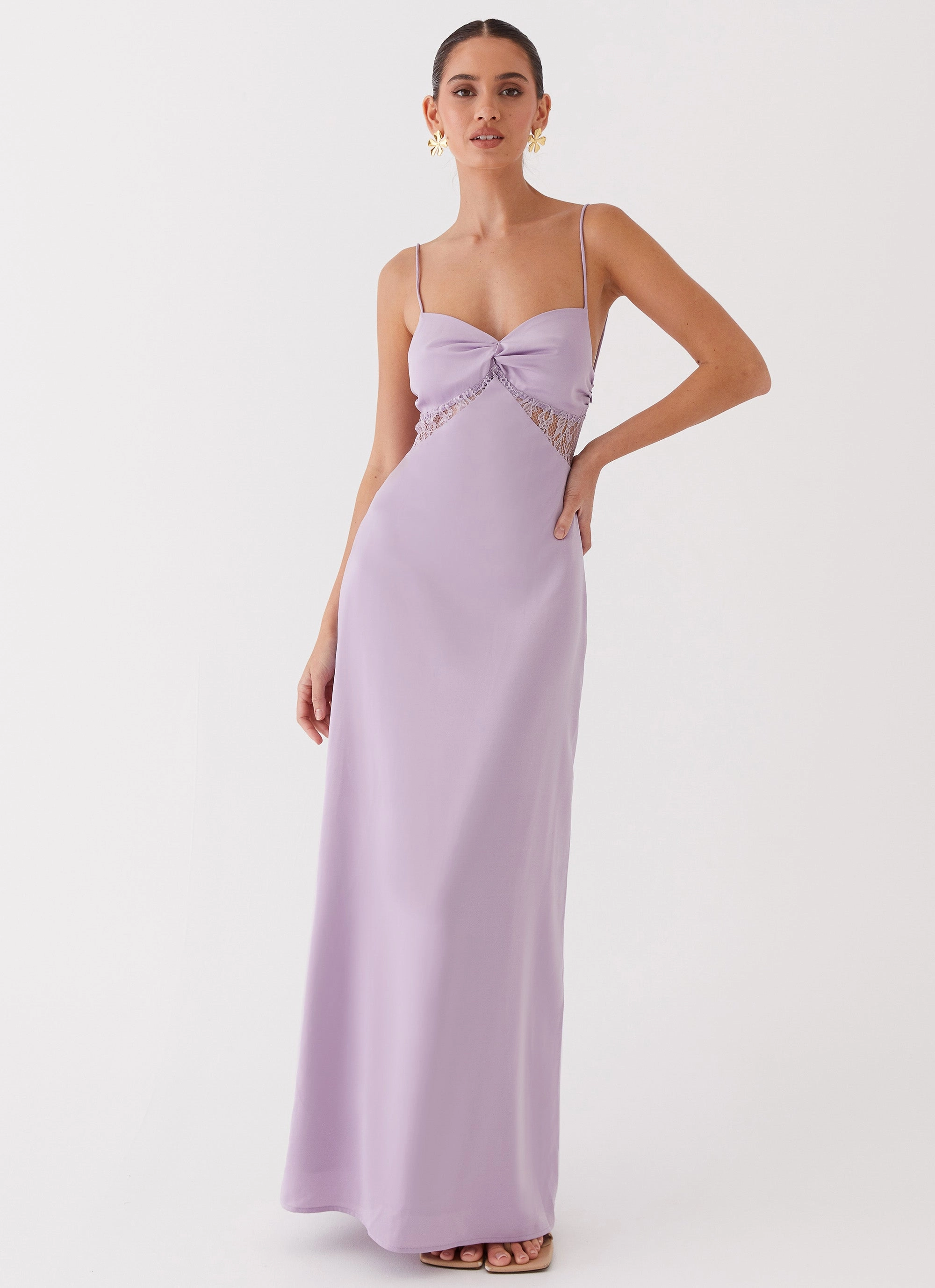 Dream Sight Lace Satin Maxi Dress - Lilac Classic Layer Best-Seller