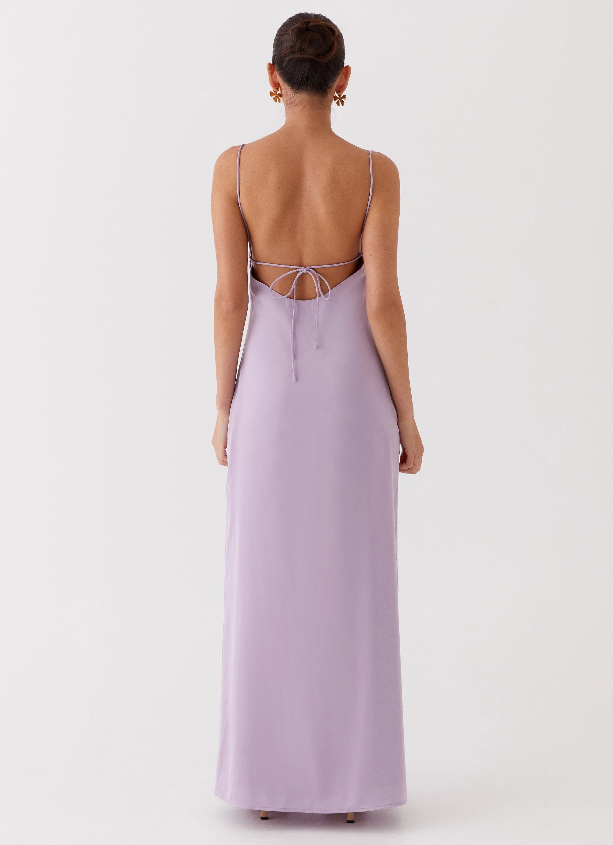 Bare Glow Dream Sight Lace Satin Maxi Dress - Lilac